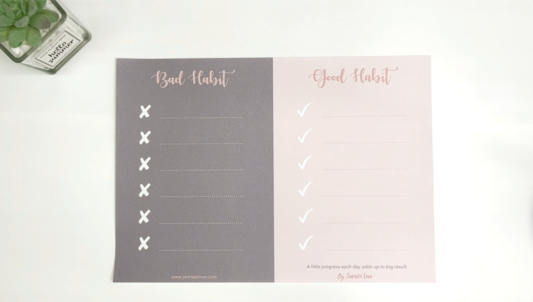 Bullet Journal Good Habit & Bad Habit