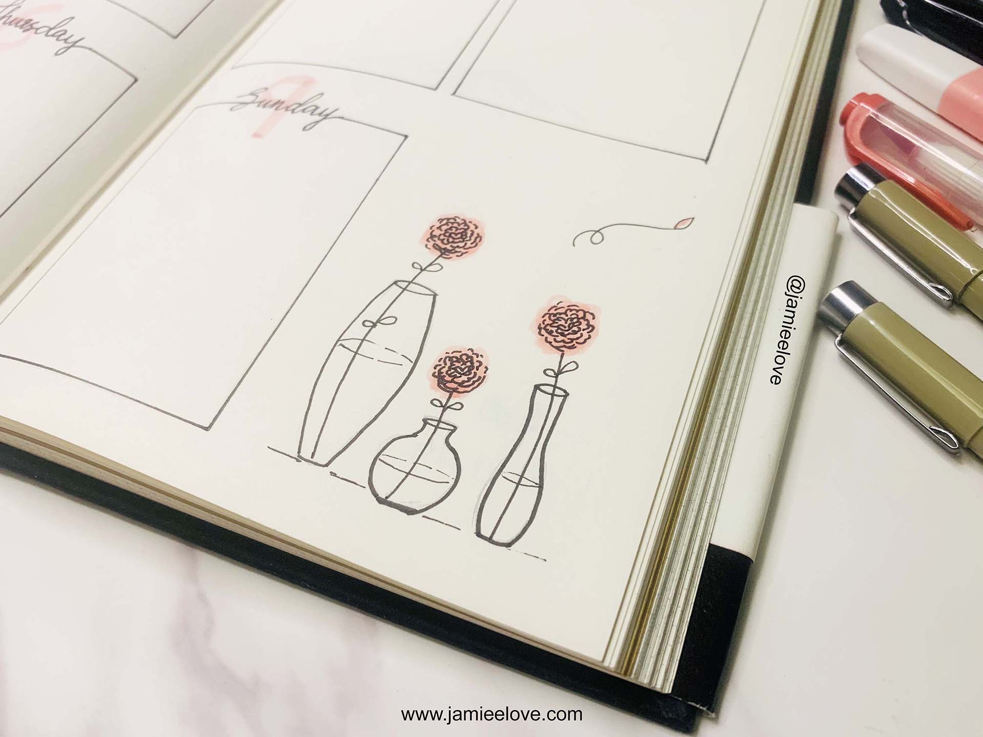 Gratitude Carnation Bullet Journal BUJO Weekyly Planner | 感恩康乃馨子弹笔记周计划